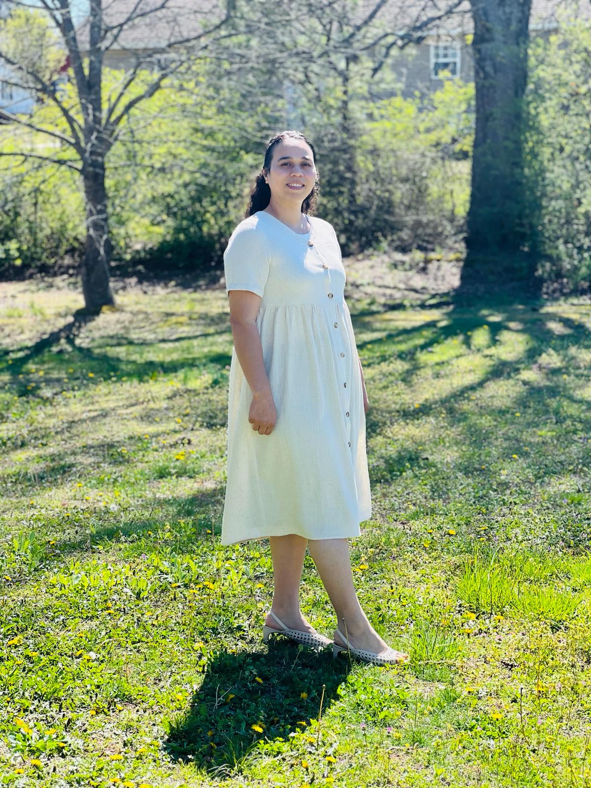 Linen Oatmeal button down dress