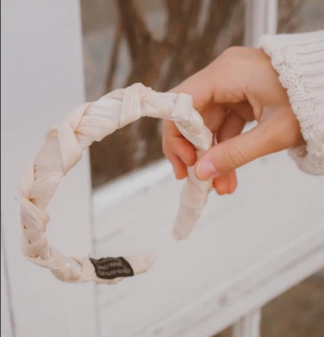 Braided cream headband