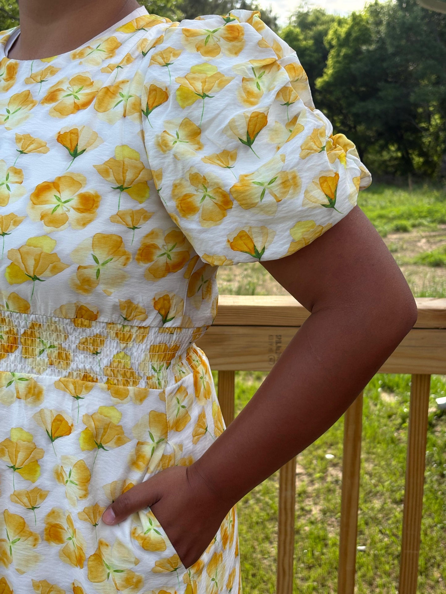 Golden Bloom midi dress (NEW)