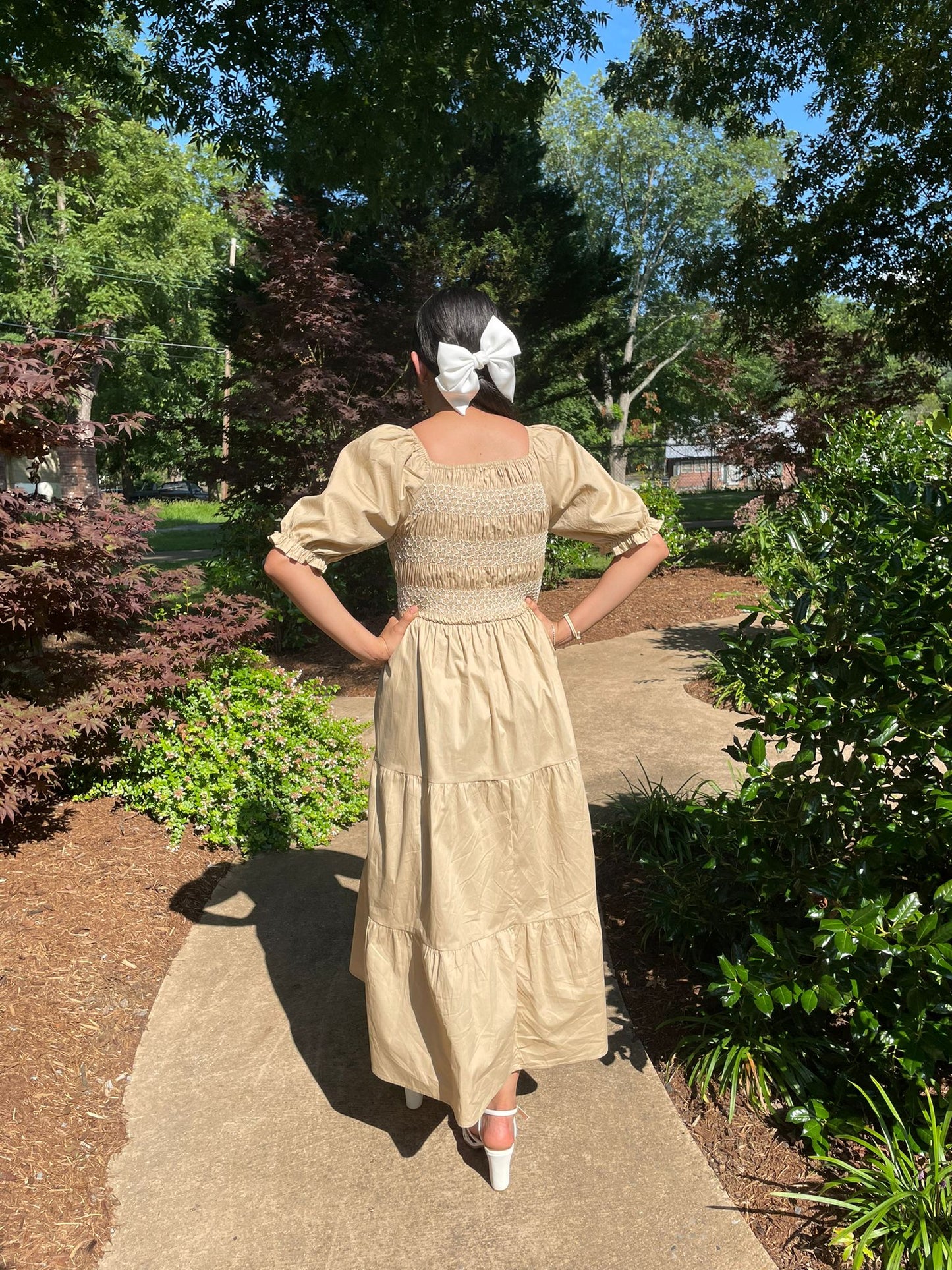 Smocked Taupe Dress (NEW)