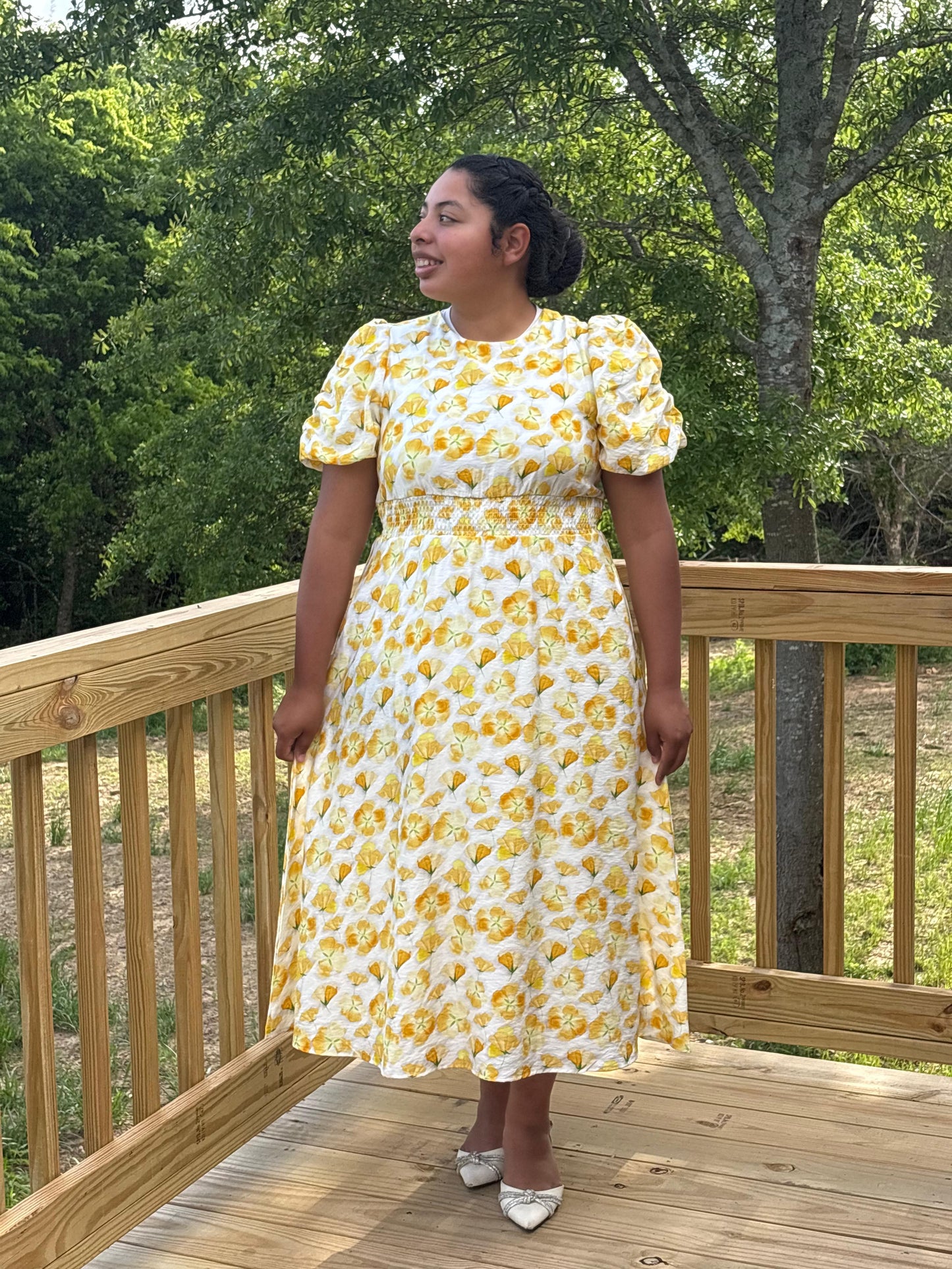 Golden Bloom midi dress (NEW)