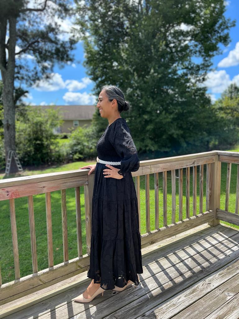 Black smocked Dress