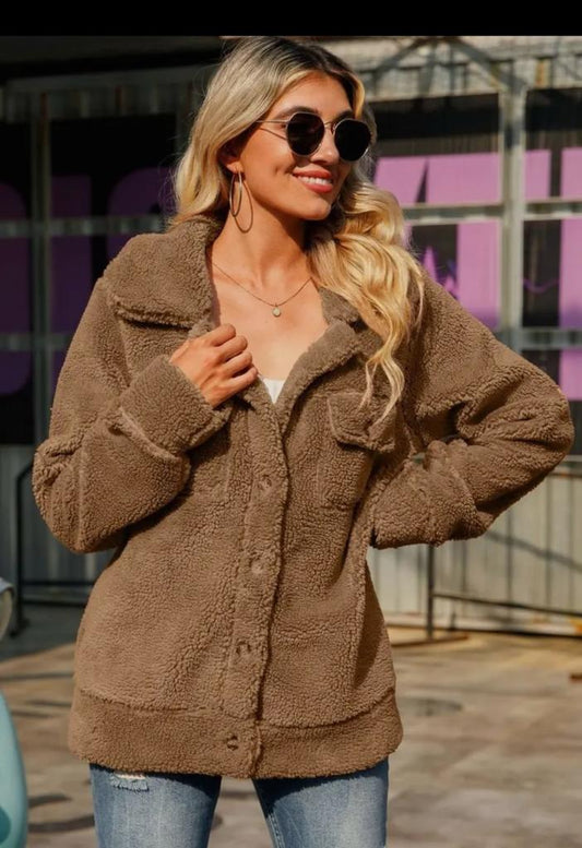 Camel furry jacket (New)