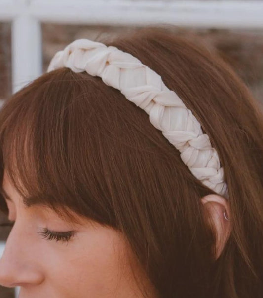 Braided cream headband